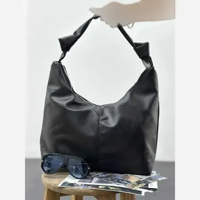 کیف بند گره ای چرم مشکی و موکا سایز 30 در 40 سانت