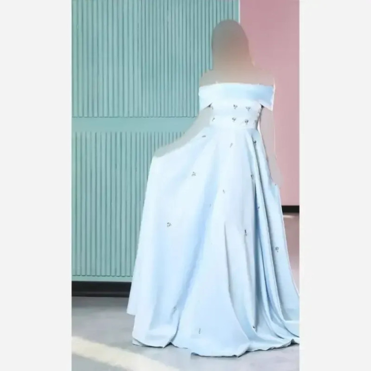 لباس مجلسی مدل تیسا ساتن آمریکایی سنگ دوزی شده سایز 38 تا 50