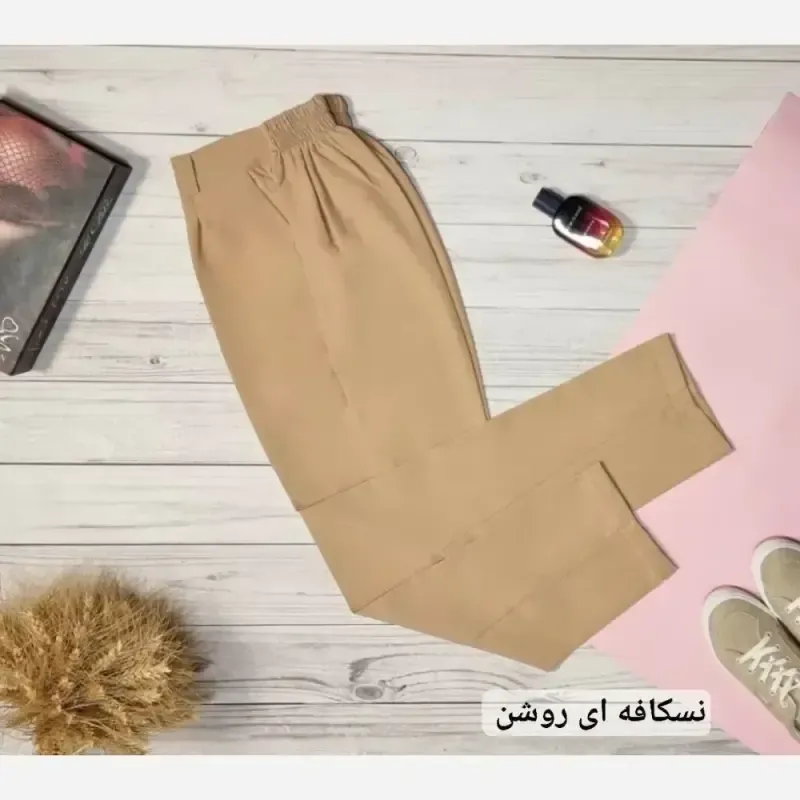 شلوار کرپ مام استایل پاکتی زنانه دابل گرم بالا سایز بزرگ
