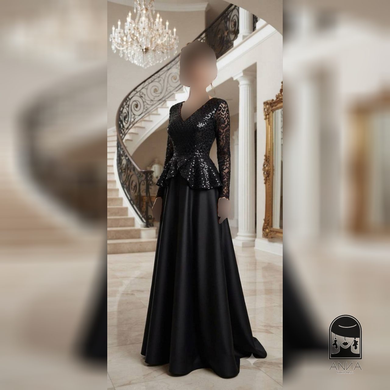 ماکسی زنانه مدل رستا جنس بالاتنه پارچه پولک و سنگ سایز 1