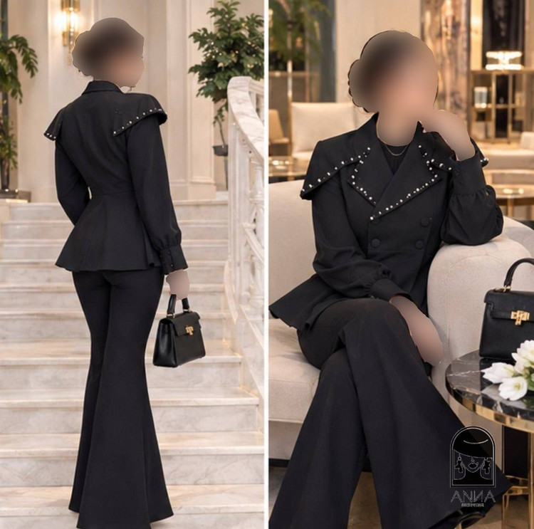 ست کت شلوار زنانه مدل سیما جنس مازراتی گرم بالا سایز ۱ تا ۳