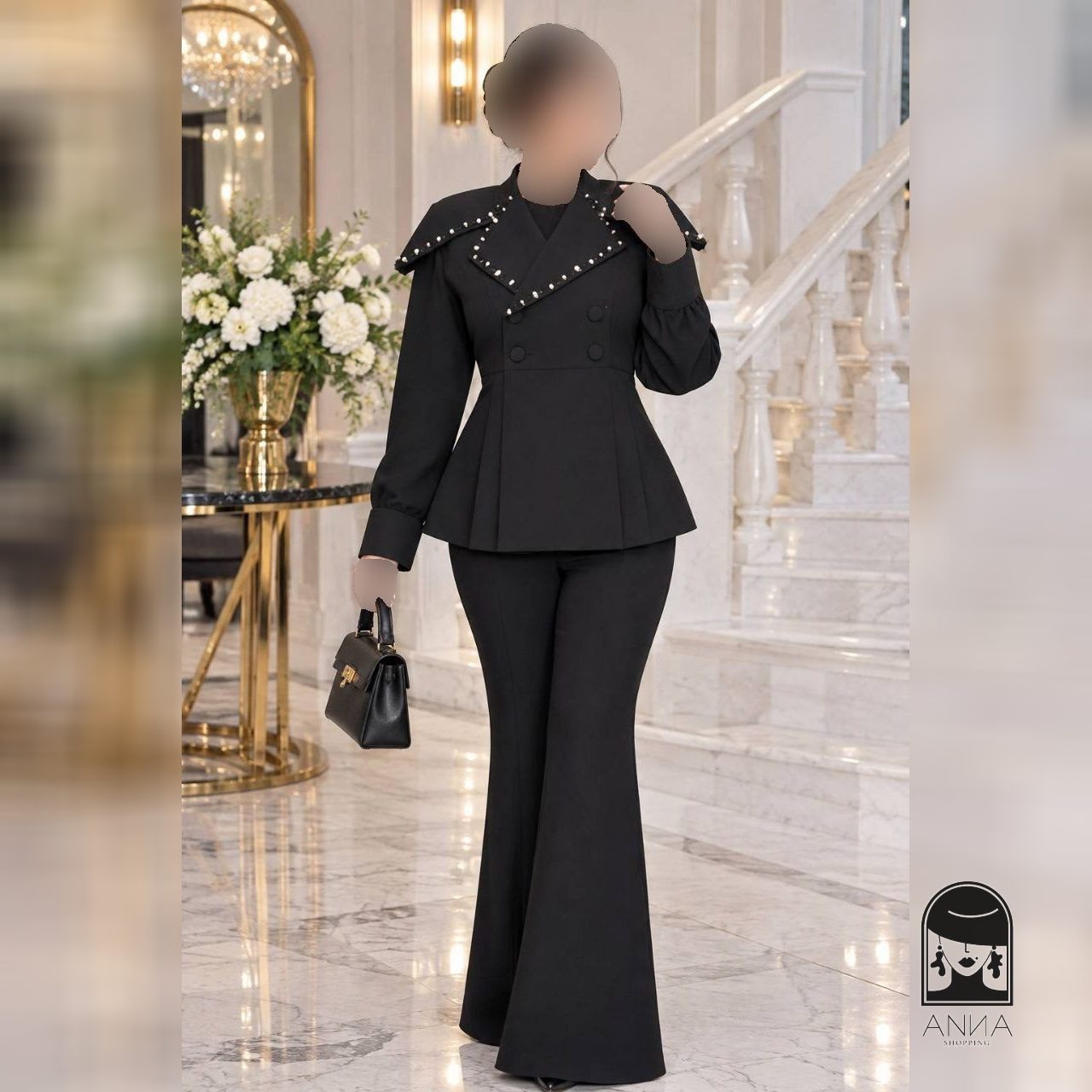 ست کت شلوار زنانه مدل سیما جنس مازراتی گرم بالا سایز ۱ تا ۳