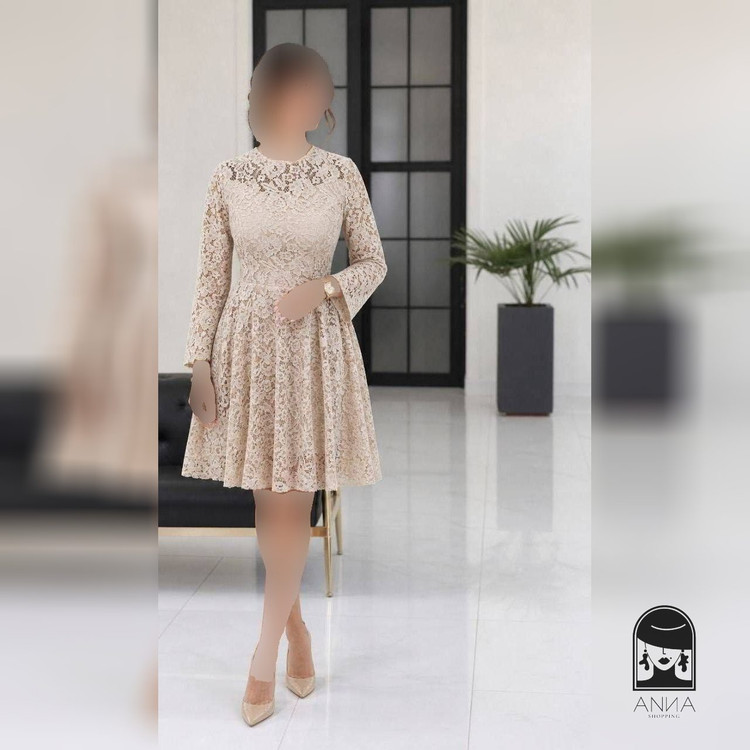 پوشاک زنانه مدل ستین عروسکی جنس دانتل کره برجسته دوخت و پارچه سایز ۱ تا ۴