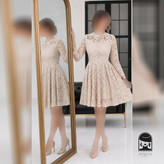 پوشاک زنانه مدل ستین عروسکی جنس دانتل کره برجسته دوخت و پارچه سایز ۱ تا ۴