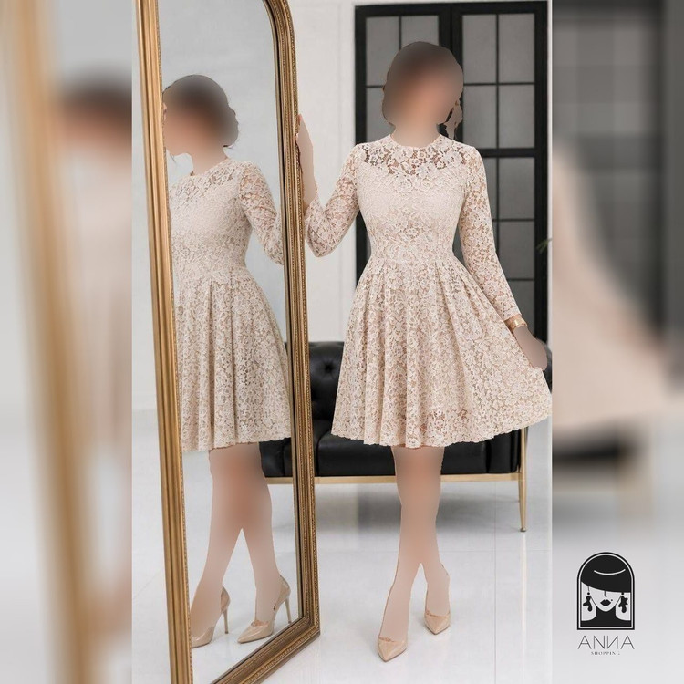 پوشاک زنانه مدل ستین عروسکی جنس دانتل کره برجسته دوخت و پارچه سایز ۱ تا ۴