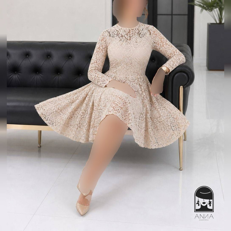 پوشاک زنانه مدل ستین عروسکی جنس دانتل کره برجسته دوخت و پارچه سایز ۱ تا ۴