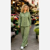 ست شومیز و شلوار زنانه جنس کوک دوزی