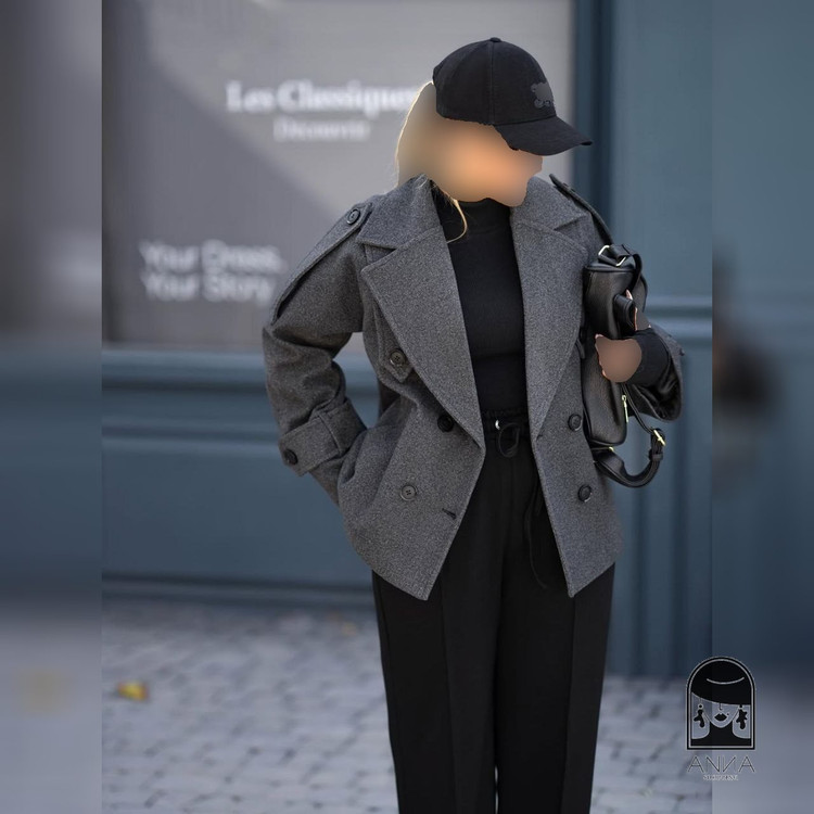پالتو زنانه مدل پشمی مستانه جنس موهر پشمی فری سایز