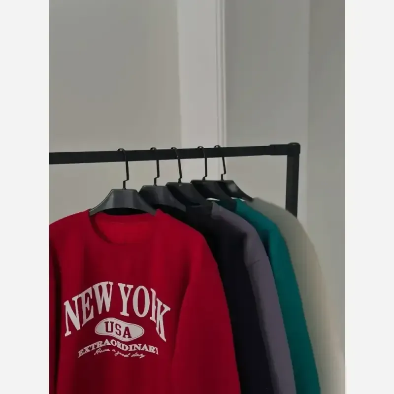سویشرت زنانه NEW YORK جنس دورس سه نخ تو کرک پاییزه و زمستانه فری سایز