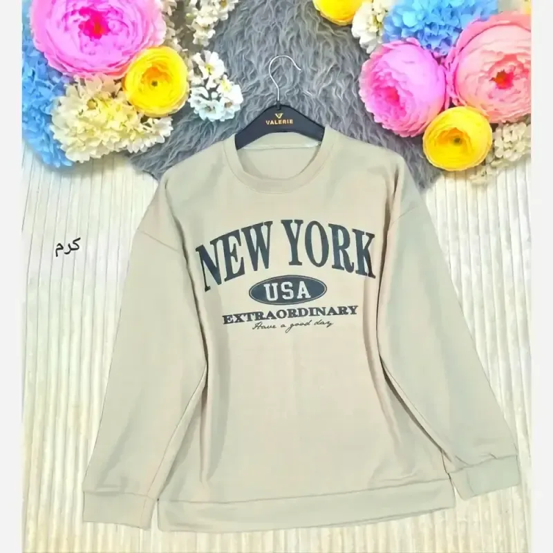 سویشرت زنانه NEW YORK جنس دورس سه نخ تو کرک پاییزه و زمستانه فری سایز