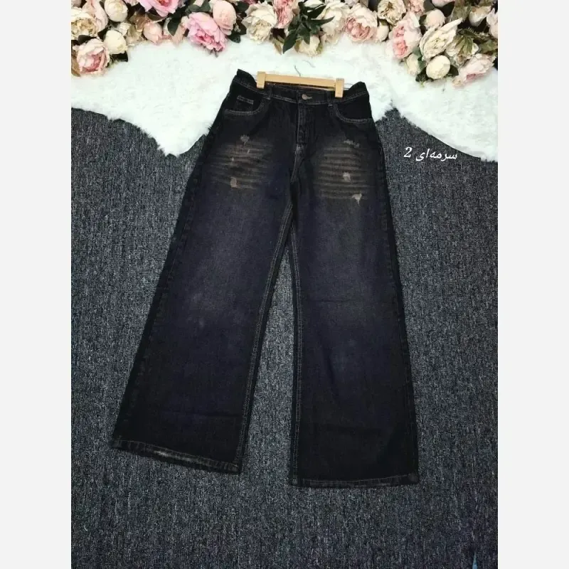 شلوار نیم بگ جین زنانه درجه یک پشت کمر کش سایز 38 تا 56