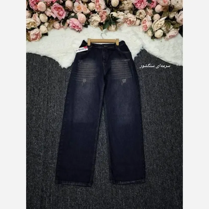 شلوار نیم بگ جین زنانه درجه یک پشت کمر کش سایز 38 تا 56