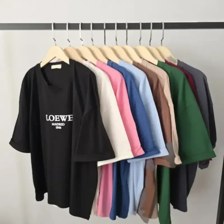 تیشرت اور باکسی نخ پنبه طرح LOEWE آستین پاکتی فری سایز