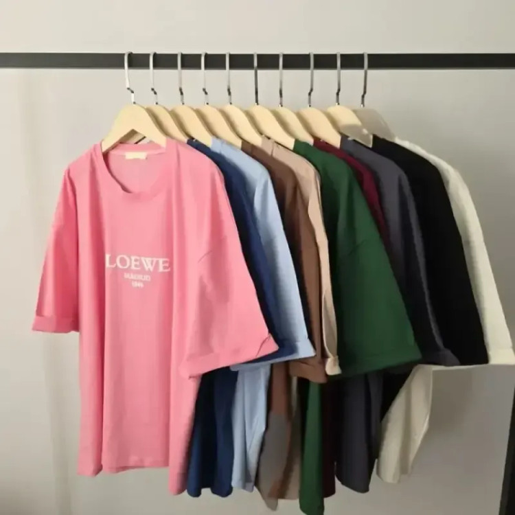 تیشرت اور باکسی نخ پنبه طرح LOEWE آستین پاکتی فری سایز