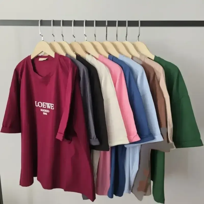 تیشرت اور باکسی نخ پنبه طرح LOEWE آستین پاکتی فری سایز
