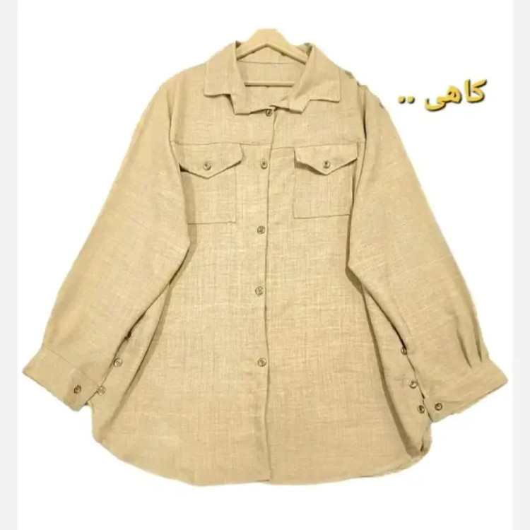 شومیز مانتویی بغل دکمه شانتون درجه یک فری سایز