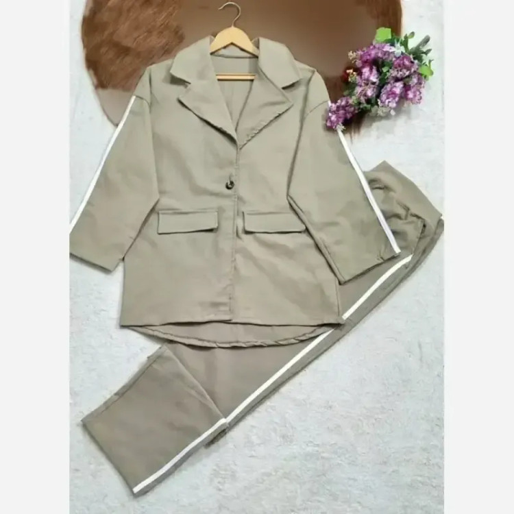 ست کت و شلوار اسپرت رها جنس کتان کش فری سایز رنگ سدری و خاکی