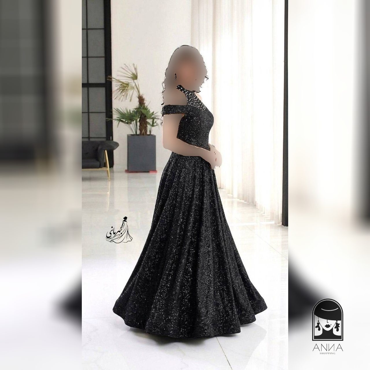 لباس مجلسی زنانه بلند ماکسی جواهر دوزی مدل بهمان