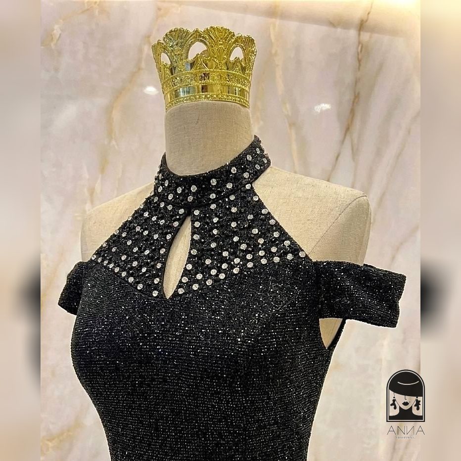 لباس مجلسی زنانه بلند ماکسی جواهر دوزی مدل بهمان