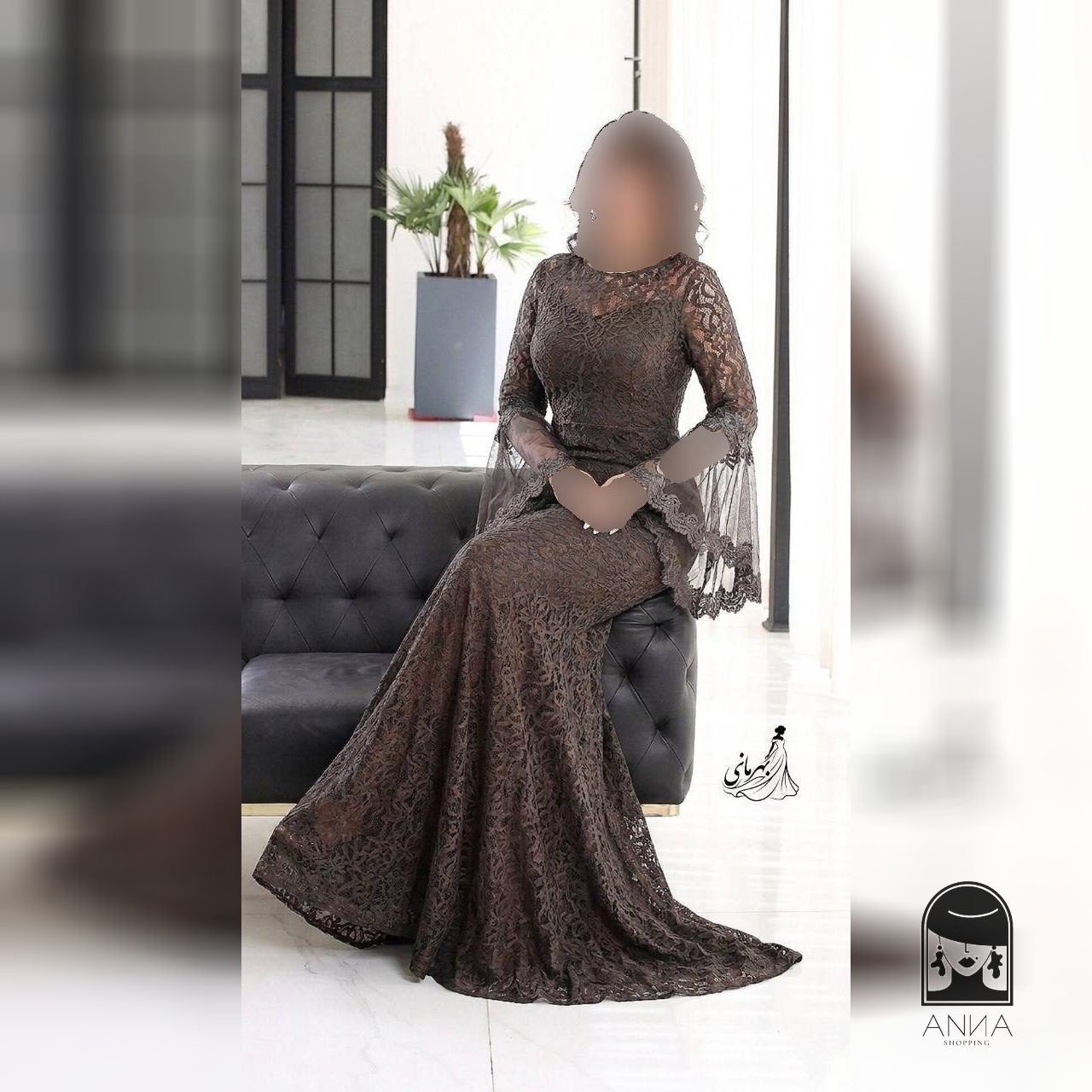 لباس مجلسی زنانه بلند پوشیده دانتل مدل کژال