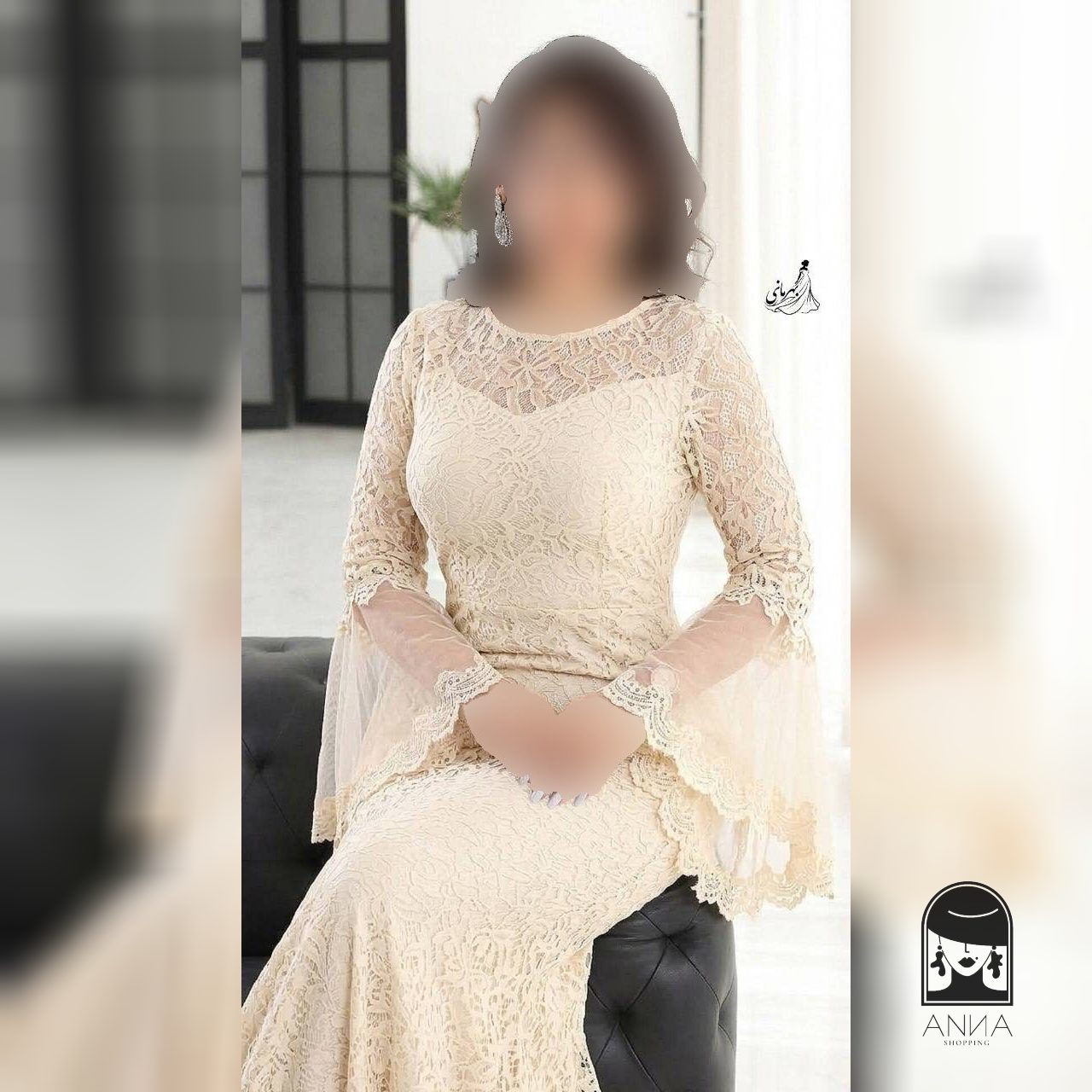 لباس مجلسی زنانه بلند پوشیده دانتل مدل کژال