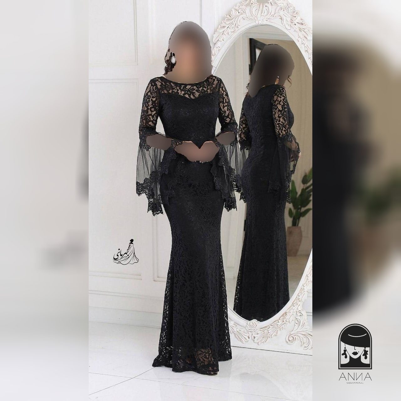 لباس مجلسی زنانه بلند پوشیده دانتل مدل کژال