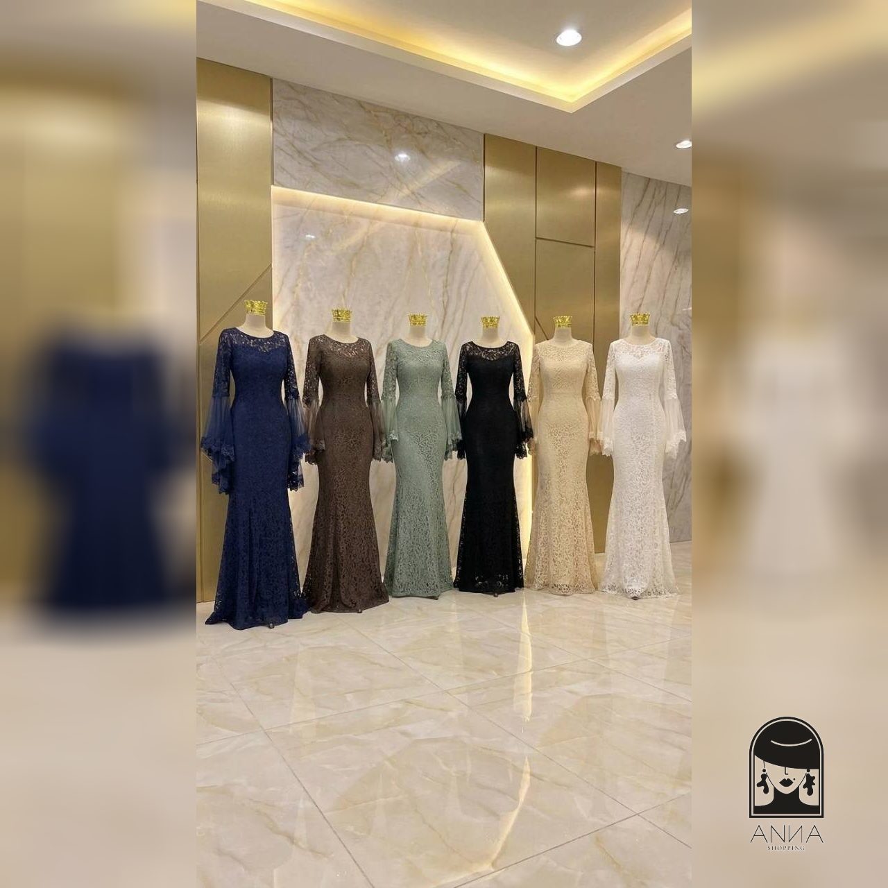 لباس مجلسی زنانه بلند پوشیده دانتل مدل کژال