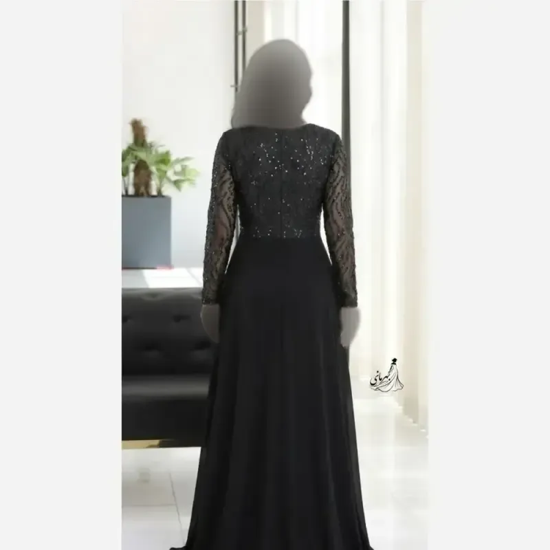 پیراهن مجلسی زنانه مدل چیچک بالاتنه حریر پولک ترک رنگ مشکی سایز بزرگ