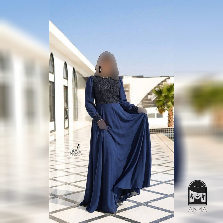 لباس مجلسی زنانه ماکسی پوشیده مدل نفس دیزاین با کریستال دوزی