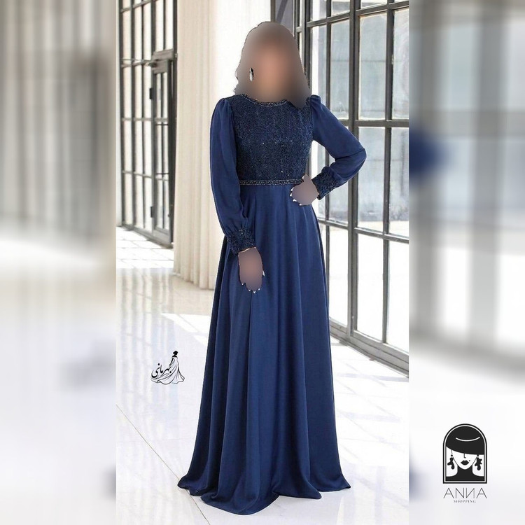 لباس مجلسی زنانه ماکسی پوشیده مدل نفس دیزاین با کریستال دوزی