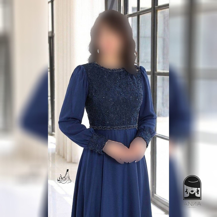 لباس مجلسی زنانه ماکسی پوشیده مدل نفس دیزاین با کریستال دوزی