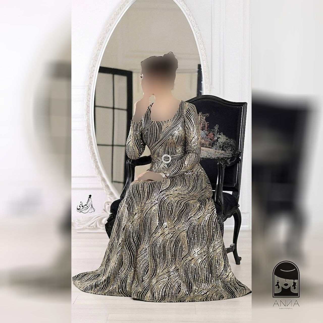 لباس مجلسی زنانه بلند پوشیده مدل پریچهر مناسب مادر عروس و مادر داماد