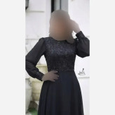 پیراهن مجلسی زنانه دانتل مخمل و حریر کاپدار سایز بزرگ