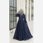 پیراهن مجلسی زنانه کرپ حریر سنگ دوزی شده کاپدار سایز بزرگ مشکی و سورمه ای