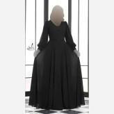 پیراهن مجلسی زنانه کرپ حریر سنگ دوزی شده کاپدار سایز بزرگ مشکی و سورمه ای