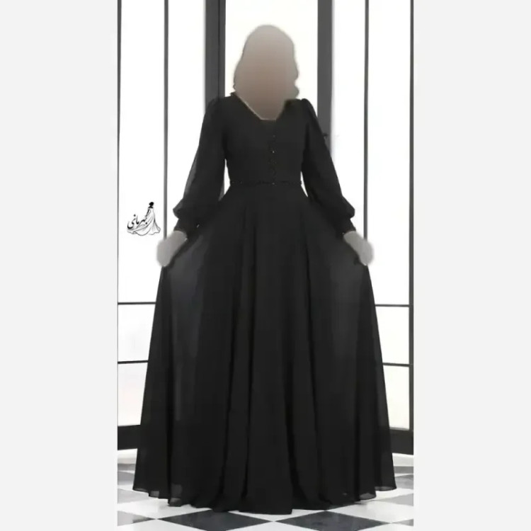 پیراهن مجلسی زنانه کرپ حریر سنگ دوزی شده کاپدار سایز بزرگ مشکی و سورمه ای