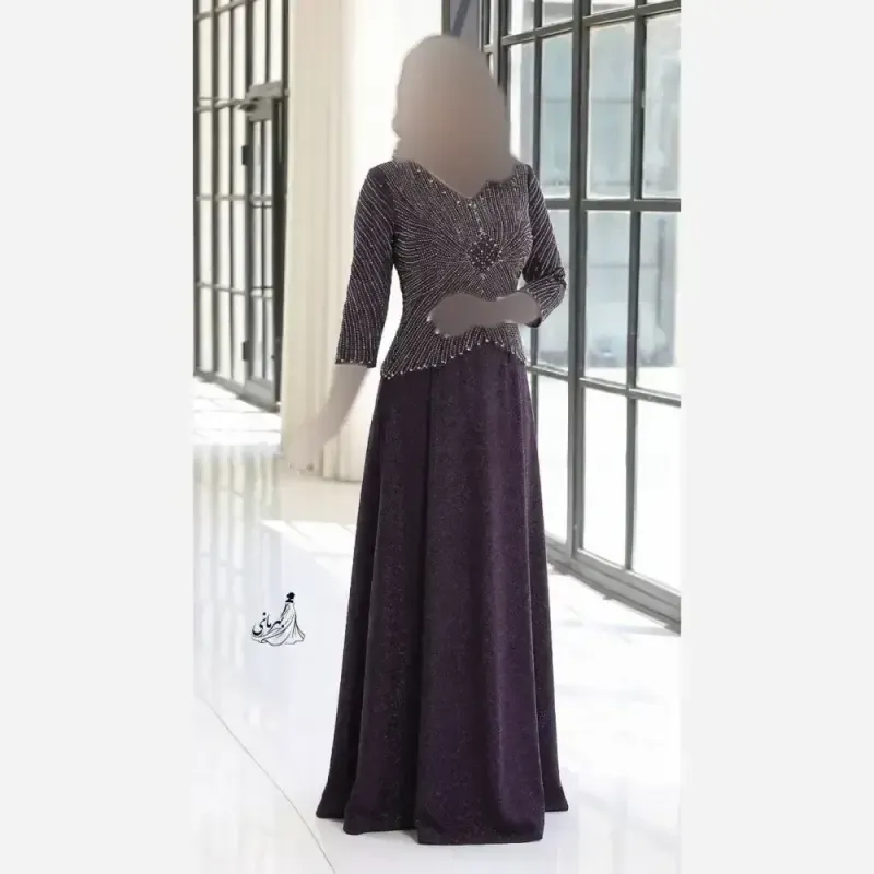 پیراهن مجلسی زنانه لمه کاپدار سایز بزرگ رنگ بندی متنوع