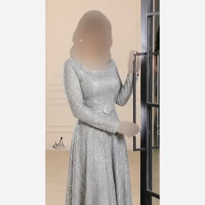 پیراهن ماکسی زنانه سایز بزرگ شاین برجسته کمربنددار قد 150
