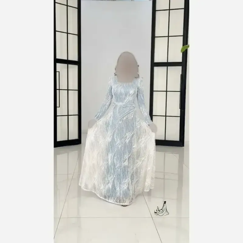 پیراهن ماکسی زنانه سایز بزرگ شاین برجسته کمربنددار قد 150