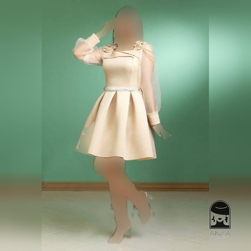 لباس مجلسی زنانه کوتاه مدل ریحانه عروسکی