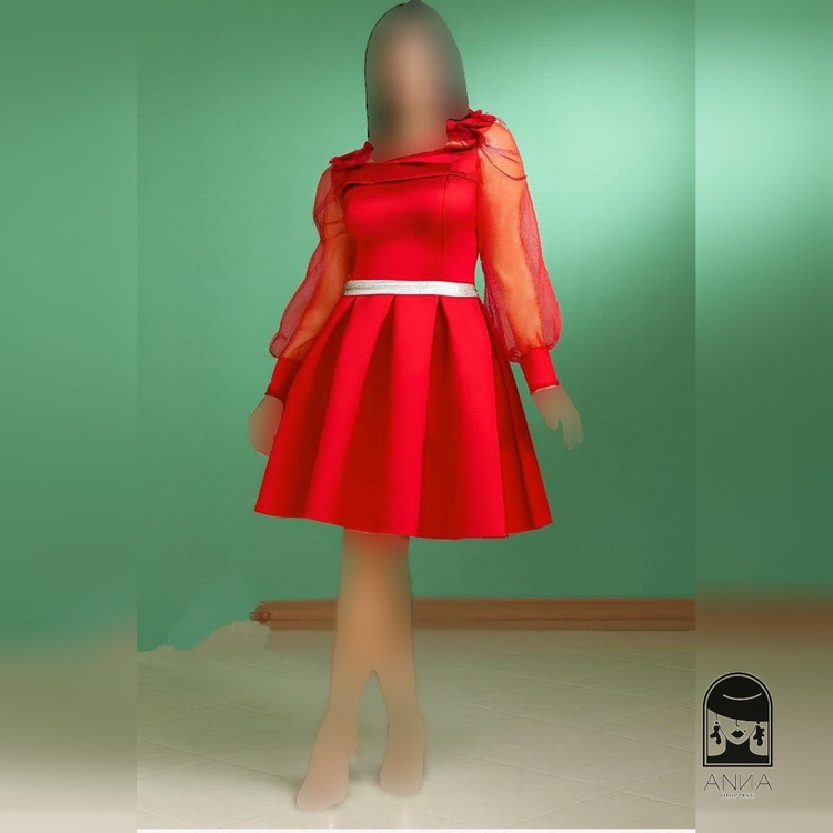 لباس مجلسی زنانه کوتاه مدل ریحانه عروسکی