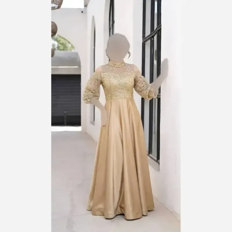 لباس مجلسی زنانه مدل پروانه جنس شاین و ساتن قد 150