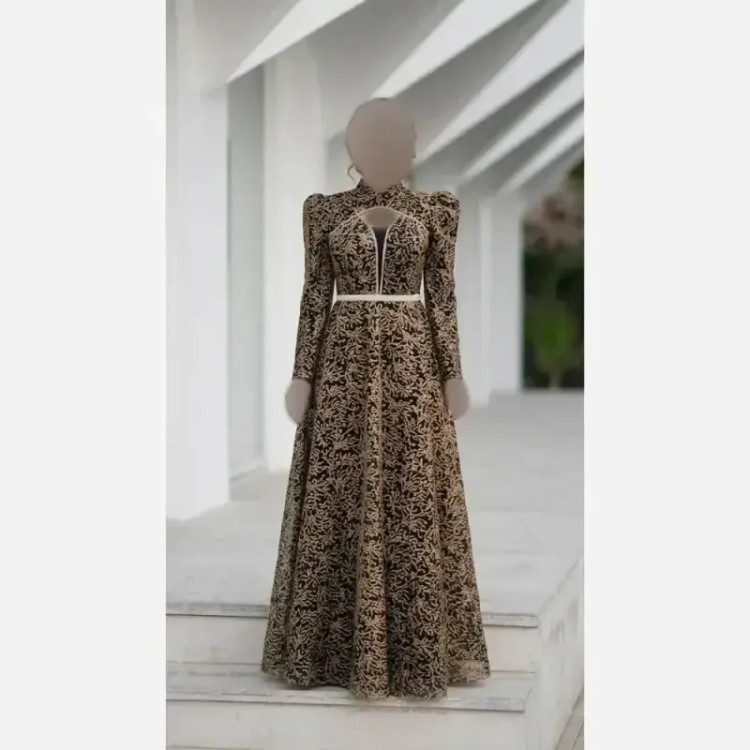 لباس مجلسی زنانه مدل ساحل جنس شاین متراژ دامن زیاد با ژیپون