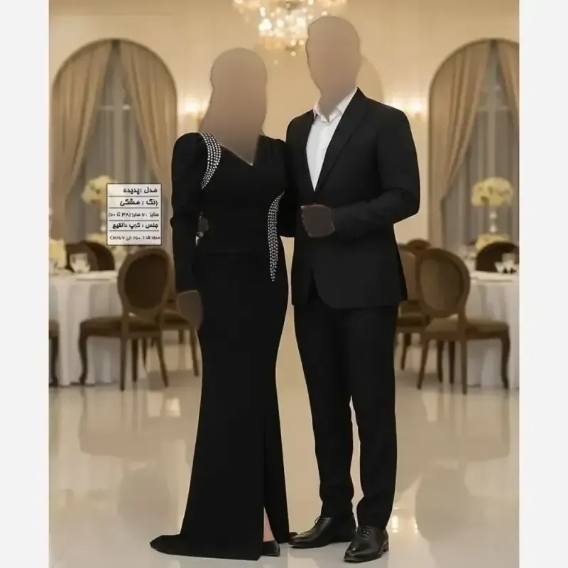 ماکسی مجلسی مدل مانیسا جنس کرپ دالقیچ نگیندار