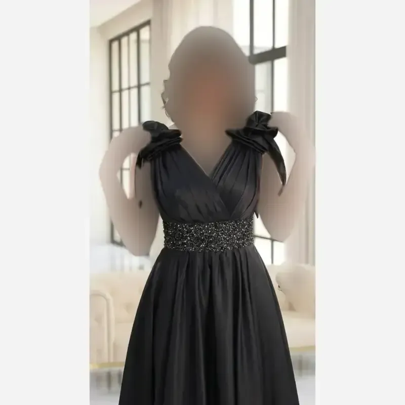 ماکسی زنانه مدل لاله ساتن تافته گرم بالا رنگ مشکی سایز 1 تا 3 کاپدار