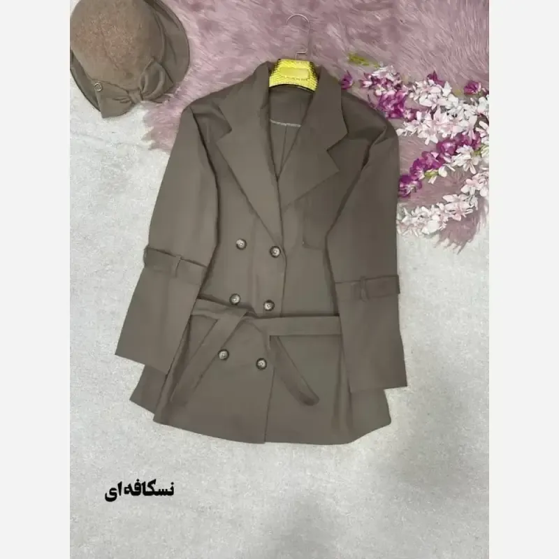 ترنج کت پاییزه زنانه مدل برگین جنس کتان ضخیم وارداتی فری سایز