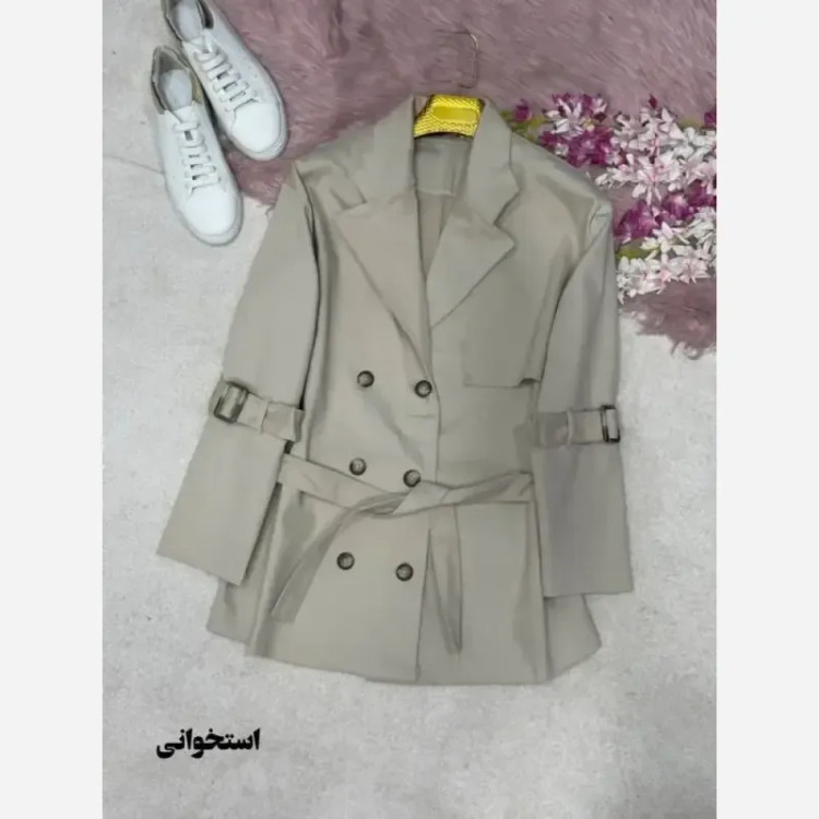 ترنج کت پاییزه زنانه مدل برگین جنس کتان ضخیم وارداتی فری سایز