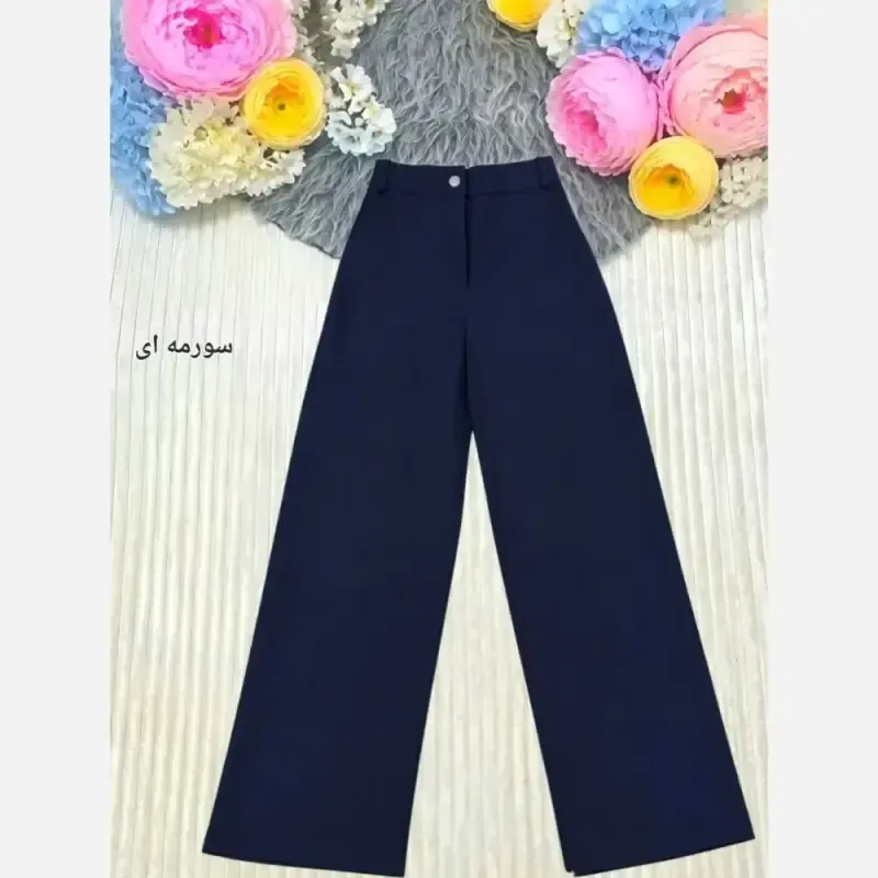 شلوار نیم بگ کتان کش زنانه جیب نما سایز بزرگ