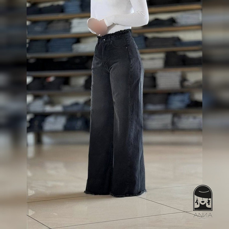 شلوار زنانه مدل جین شافل سیسی جنس جین ترک فری سایز 36 38