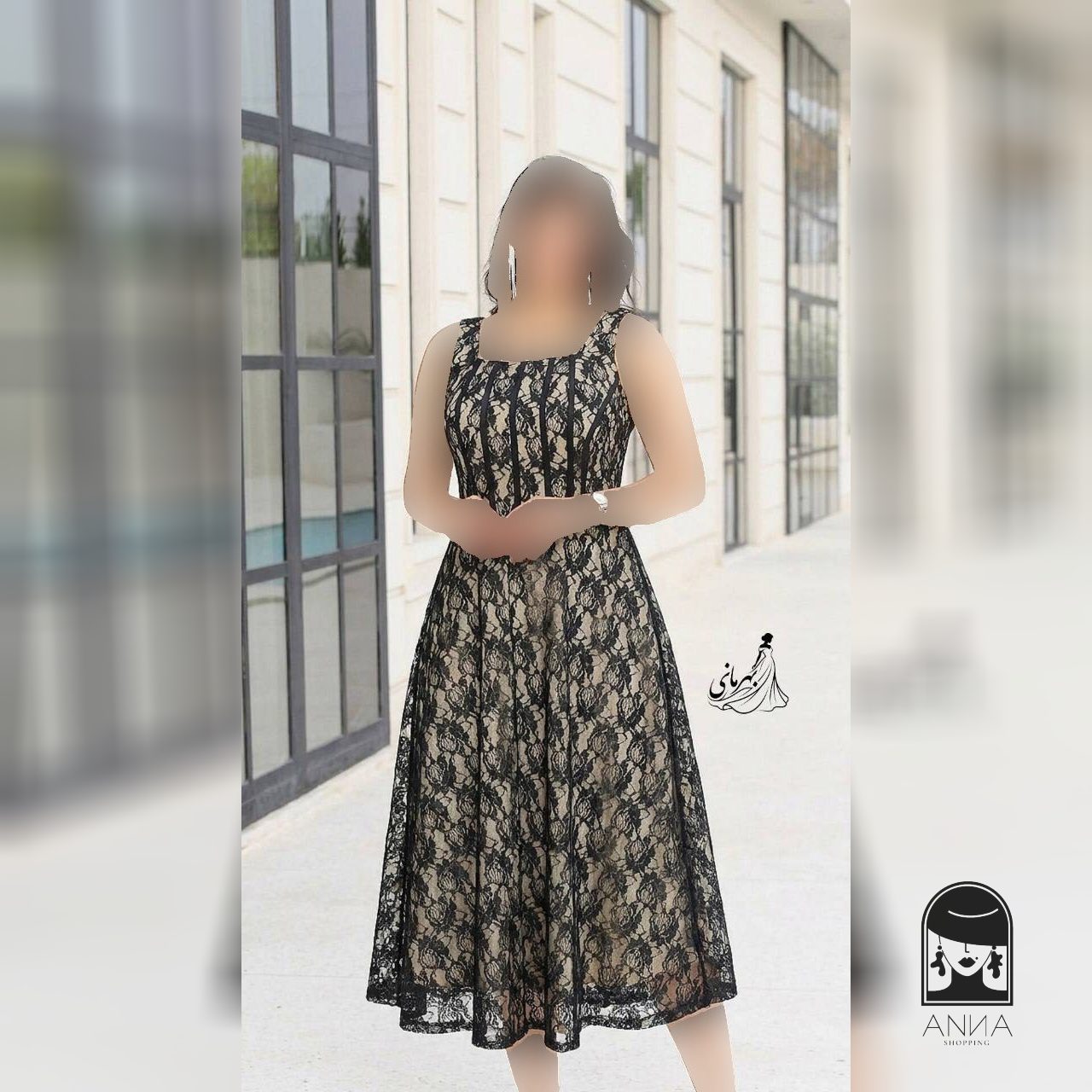 لباس مجلسی زنانه کوتاه دانتل مدل سلین
